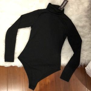 Black turtleneck bodysuit BOOHOO